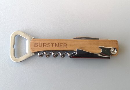 Flessenopener kurkentrekker bamboe, 4 functies, B&uuml;rstner