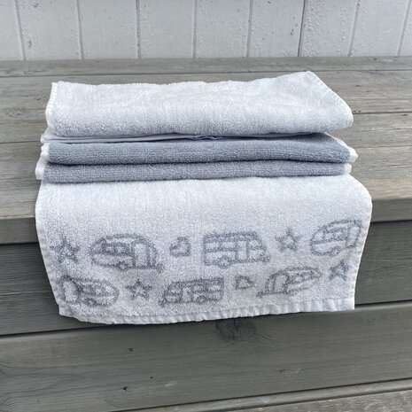 handdoek caravans grijs/wit