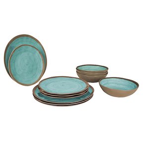 Bo-camp servies Halo, stone-look, 12-delig Aqua Terracotta