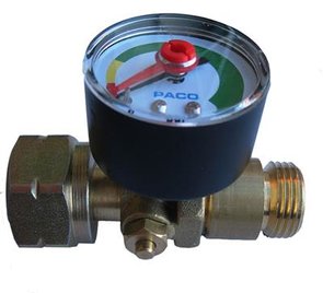 Manometer veiligheidsventiel met slangbreukbeveiliging