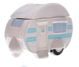 Keramisch bewaardoosje / potje caravan 