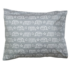 Kussensloop Caravans Grijs/wit 
