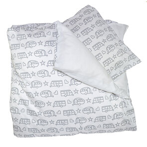 Dekbedovertrekset Caravan wit/grijs