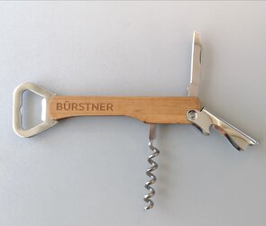 Flessenopener/kurkentrekker bamboe, 4 functies, Bürstner