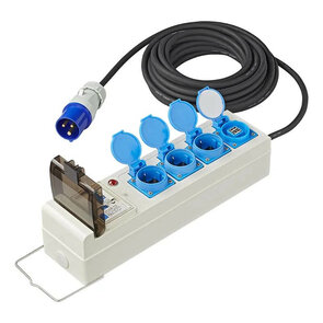 Tentunit 10 mtr 3x stopcontact + 2x usb + aardlekschakelaar 10A